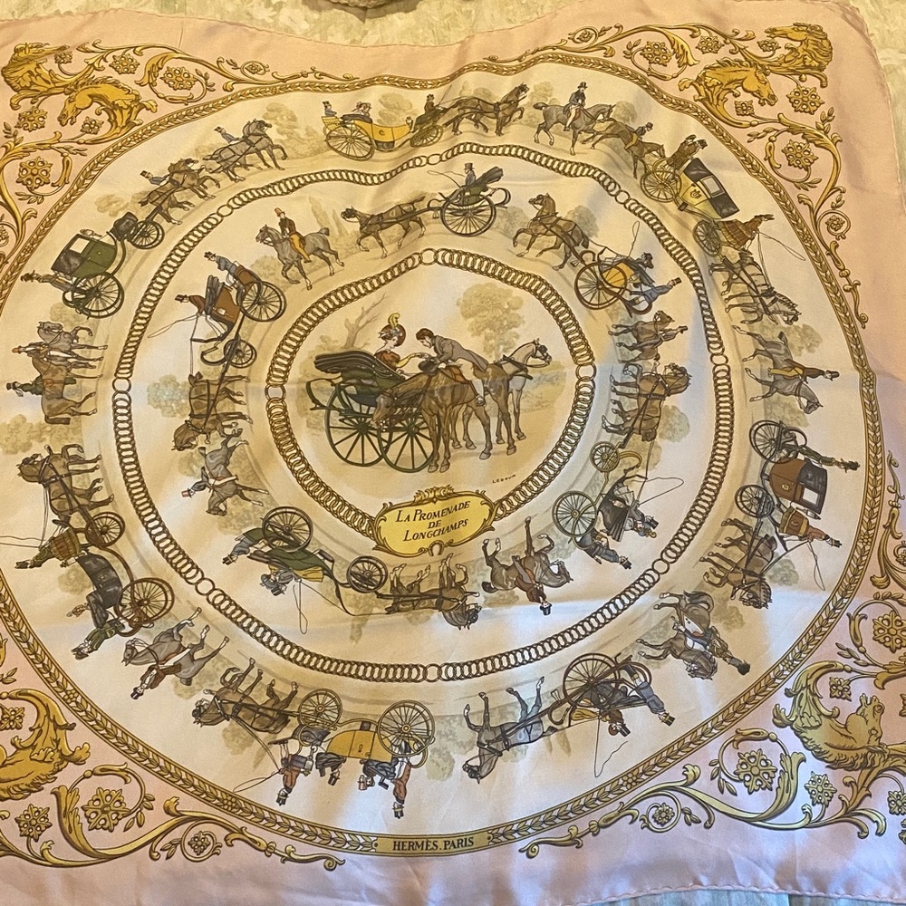 Hermès Paris Equestrian La Promenade de Longchamps Silk Scarf